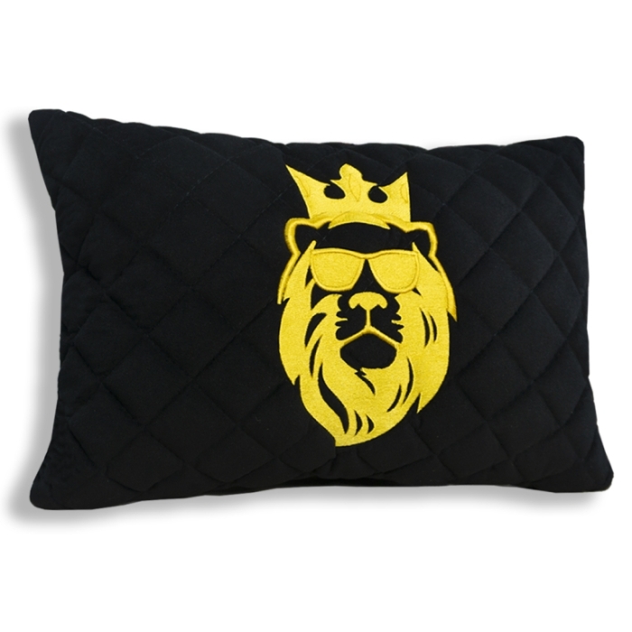 Подушки из алькантары Подушка из алькантары с вышивкой Leo (Черная)