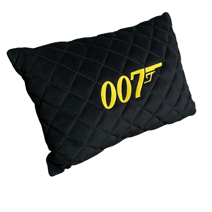 Подушки из алькантары Подушка из алькантары черная с вышивкой 007